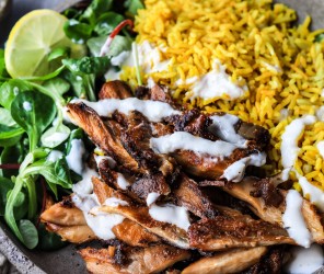 Veganer Shawarma Reis mit Knofi-Joghurt