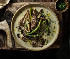 Austernpilzpfanne mit grünen Bohnen und Zitrone-Dill Sosse