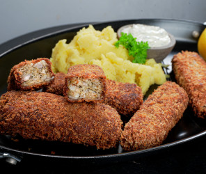 Vegane hausgemachte Fischstäbchen