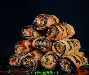 Gefüllte Auberginenkroketten "Vegan"